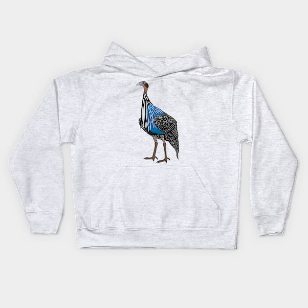 Vulturine guineafowl bird cartoon illustration Kids Hoodie by Cartoons of fun